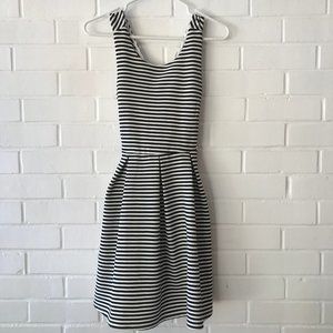 Zunie Cross Back Black & White Striped Dress